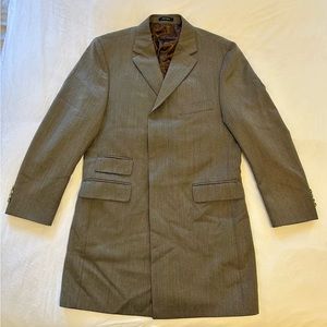 J. PRESS 100% Wool Whipcord Topcoat Overcoat Olive Brown Size 40R Ivy Style